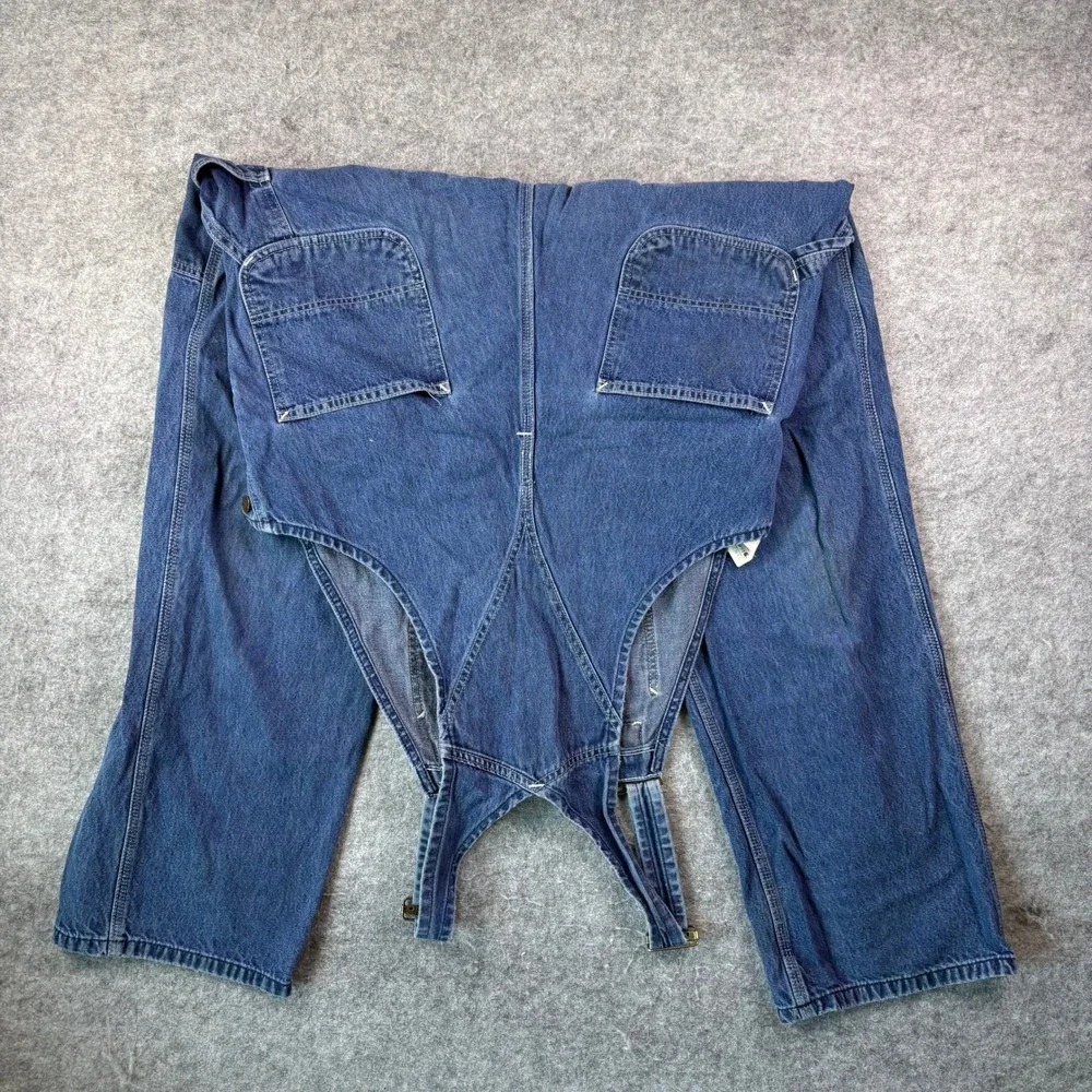 Carhartt R08 DST Denim Bib Overalls Mens 36x32 Blue Carpenter Workwear Paint